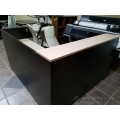 Black Blonde L-Shape Reception Desk w Transaction Counter
